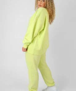 Kaiia CURVE TEXT DETAIL OVERSIZED SWEAT LIME CLOTHING