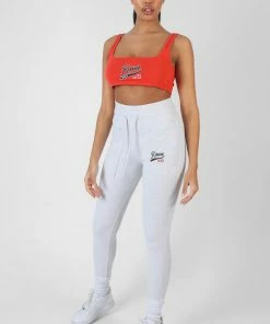 Kaiia VARSITY EMBROIDERY CROP TOP FLAME RED