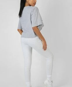 Kaiia VARSITY EMBROIDERY CROPPED T-SHIRT GREY MARL