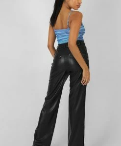 Kaiia CLOTHING SPACE DYE PRINT MESH SQUARE NECK BODYSUIT BLUE