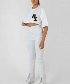 Kaiia SPLIT FRONT STRAIGHT LEGGING OATMEAL MARL