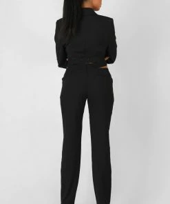 Kaiia WRAP FRONT CROPPED BLAZER BLACK CLOTHING