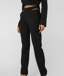 Kaiia CLOTHING STRAPPY WAIST CIGARETTE TROUSER BLACK