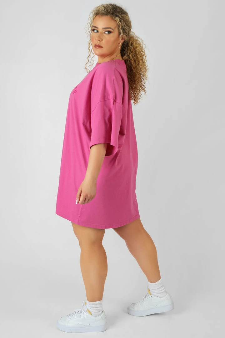 Kaiia CURVE PHILADELPHIA EMBROIDERED T SHIRT DRESS MAGENTA CLOTHING 4 Kaiia CURVE PHILADELPHIA EMBROIDERED T SHIRT DRESS MAGENTA CLOTHING