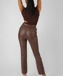 Kaiia ASYMMETRIC CUT AWAY BODYSUIT CHOCOLATE