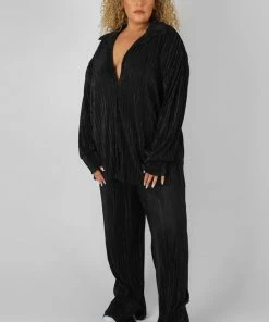 Kaiia CURVE PLISSE TROUSER BLACK