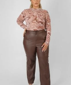 Kaiia CURVE PRINTED MESH HIGH NECK BODYSUIT