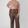 Kaiia CURVE PU SEAM FRONT SPLIT DETAIL TROUSERS CHOCOLATE