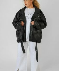 Kaiia CURVE PU OVERSIZED BIKER JACKET CLOTHING