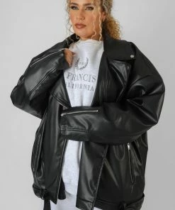 Kaiia CURVE PU OVERSIZED BIKER JACKET CLOTHING