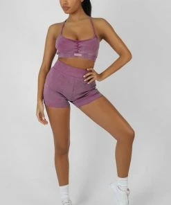Kaiia ATHLEISURE RIBBED BOOTY SHORTS PURPLE CLOTHING