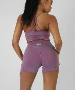 Kaiia CLOTHING ATHLEISURE CROSS BACK RIBBED BRALET PURPLE