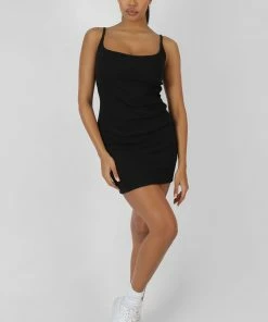 KAIIA UNDERBUST RIBBED MINI DRESS BLACK CLOTHING 9 KAIIA UNDERBUST RIBBED MINI DRESS BLACK CLOTHING