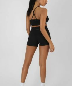Kaiia ATHLEISURE CROSS BACK RIBBED BRALET BLACK