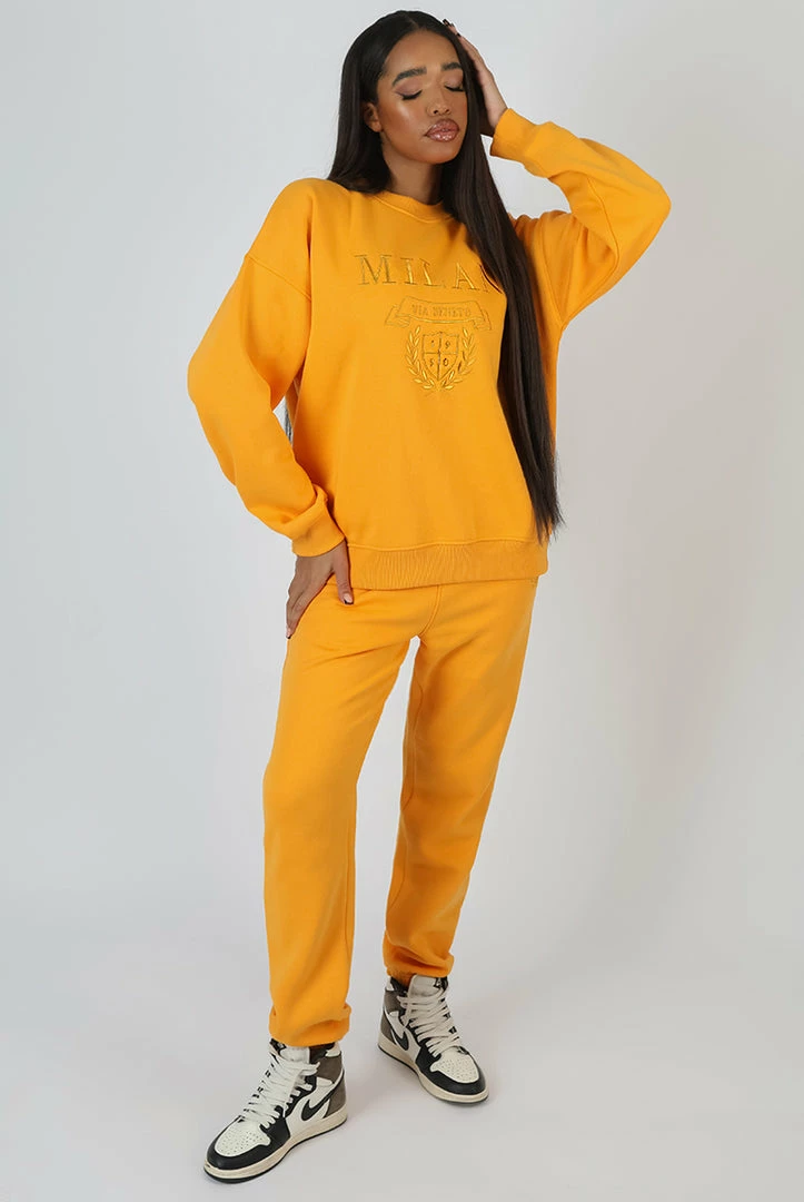 Kaiia CLOTHING MILAN TONAL EMBROIDERED JOGGERS MANGO 5 Kaiia CLOTHING MILAN TONAL EMBROIDERED JOGGERS MANGO