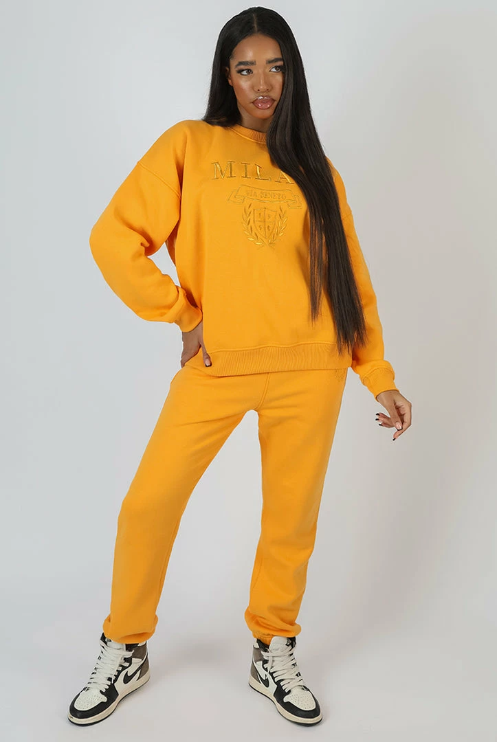 Kaiia CLOTHING MILAN TONAL EMBROIDERED JOGGERS MANGO 7 Kaiia CLOTHING MILAN TONAL EMBROIDERED JOGGERS MANGO