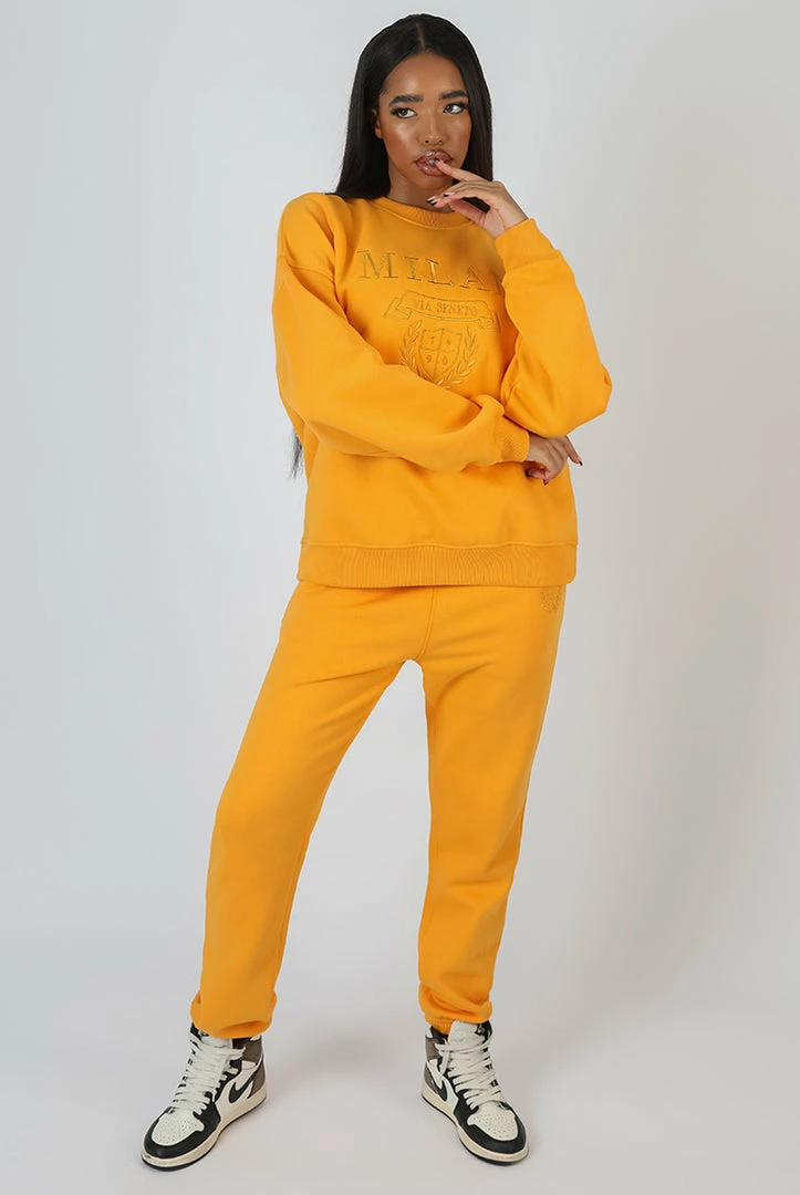 Kaiia CLOTHING MILAN TONAL EMBROIDERED JOGGERS MANGO 8 Kaiia CLOTHING MILAN TONAL EMBROIDERED JOGGERS MANGO