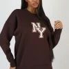Kaiia NY OVERSIZED SWEATSHIRT CHOCOLATE CLOTHING 2 Kaiia NY OVERSIZED SWEATSHIRT CHOCOLATE CLOTHING