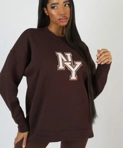 Kaiia NY OVERSIZED SWEATSHIRT CHOCOLATE CLOTHING