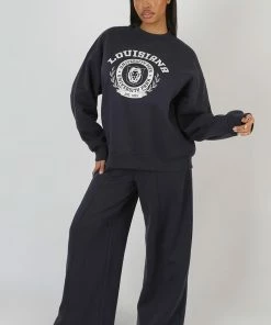 Kaiia CLOTHING LOUISIANA GRAPHIC SWEATSHIRT INK BLUE