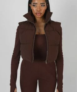 Kaiia CLOTHING RIB SQUARE NECK LEGGING UNITARD JUMPSUIT CHOCOLATE