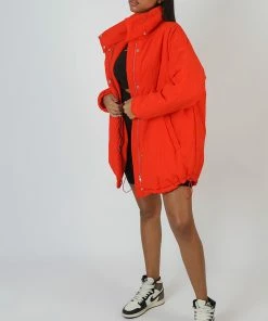 Kaiia CLOTHING HIGH NECK PUFFER JACKET ORANGE