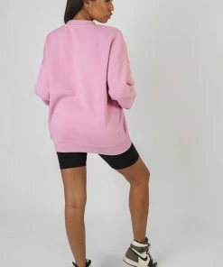 Kaiia CLOTHING OVERSIZED TONAL EMBROIDERED SWEATSHIRT PINK