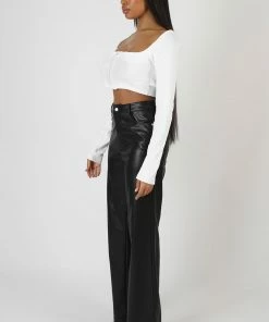 Kaiia SQUARE NECK HOOK AND EYE TOP WHITE CLOTHING