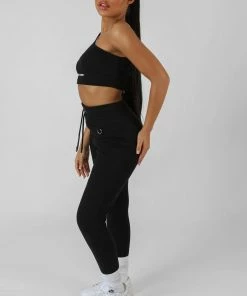 CLOTHING DRAWSTRING WAIST KAIIA SPORT LEGGING BLACK