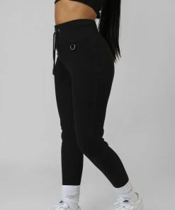CLOTHING DRAWSTRING WAIST KAIIA SPORT LEGGING BLACK