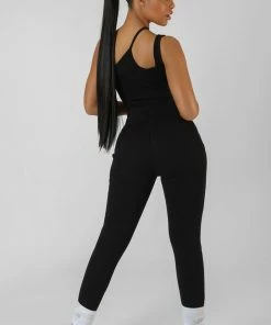 CLOTHING DRAWSTRING WAIST KAIIA SPORT LEGGING BLACK
