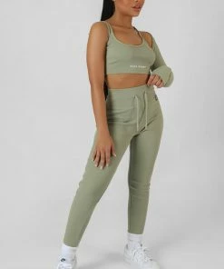 CLOTHING ASYMMETRIC ONE SLEEVE KAIIA SPORT CROP TOP KHAKI
