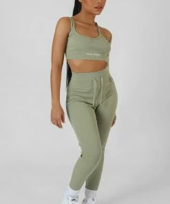 DRAWSTRING WAIST KAIIA SPORT LEGGINGS KHAKI CLOTHING