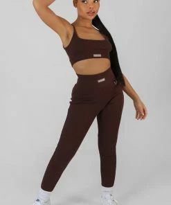 RIBBED KAIIA SPORT LEGGINGS CHOCOLATE