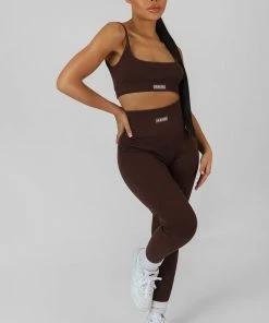 SQUARE NECK KAIIA SPORT STRAPPY BRALET CHOCOLATE