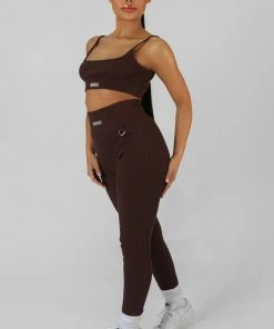 SQUARE NECK KAIIA SPORT STRAPPY BRALET CHOCOLATE