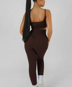 SQUARE NECK KAIIA SPORT STRAPPY BRALET CHOCOLATE