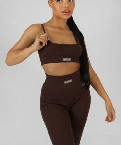 SQUARE NECK KAIIA SPORT STRAPPY BRALET CHOCOLATE