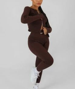 CLOTHING DOUBLE ENDED ZIP KAIIA SPORT TOP CHOCOLATE