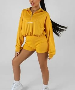 HALF ZIP GATHERED KAIIA SPORT CROP TOP MANGO CLOTHING