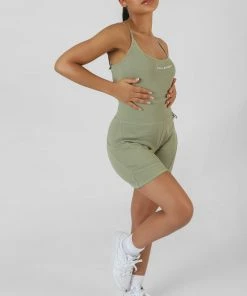 POCKET DETAIL KAIIA SPORT SHORT UNITARD KHAKI CLOTHING 7 POCKET DETAIL KAIIA SPORT SHORT UNITARD KHAKI CLOTHING