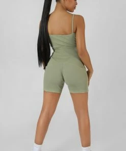 POCKET DETAIL KAIIA SPORT SHORT UNITARD KHAKI CLOTHING