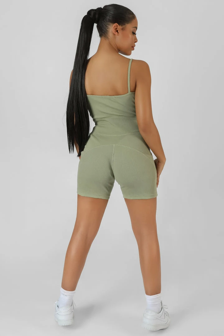 POCKET DETAIL KAIIA SPORT SHORT UNITARD KHAKI CLOTHING 4 POCKET DETAIL KAIIA SPORT SHORT UNITARD KHAKI CLOTHING