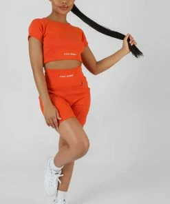 POCKET DETAIL KAIIA SPORT CYCLING SHORT SUNSET ORANGE CLOTHING