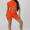 RIBBED CROPPED KAIIA SPORT T-SHIRT SUNSET ORANGE CLOTHING