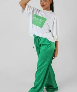Kaiia SATIN WIDE LEG TROUSERS GREEN CLOTHING