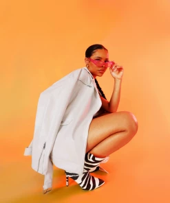 Kaiia CLOTHING PU BIKER JACKET STONE