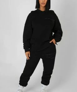 Kaiia CLOTHING OVERSIZED FIT PRINTED JOGGER BLACK