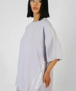 Kaiia SIDE SLOGAN OVERSIZED T-SHIRT LILAC CLOTHING