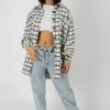 Kaiia OVERSIZED HOUNDSTOOTH SHACKET GREY